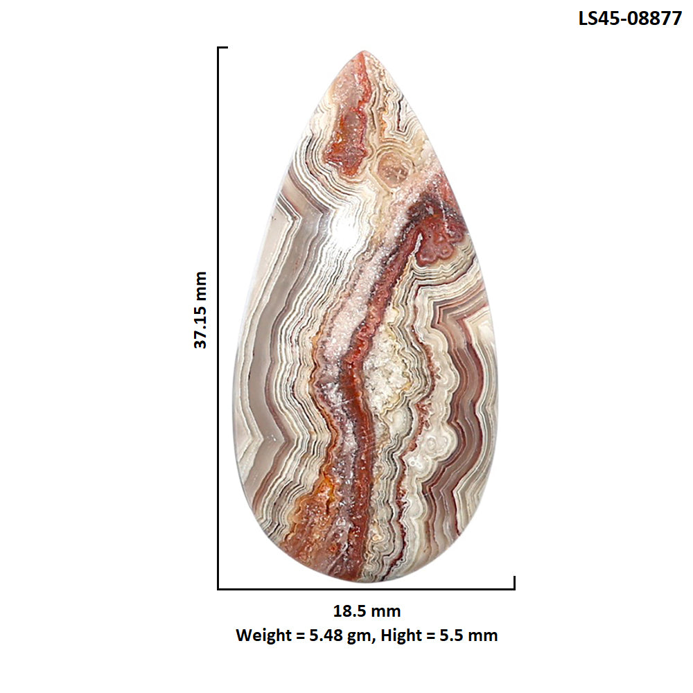 Laguna Lace Agate 18.5x37.15x5.5 mm Pear Shape Polished Gemstone LS45-08877