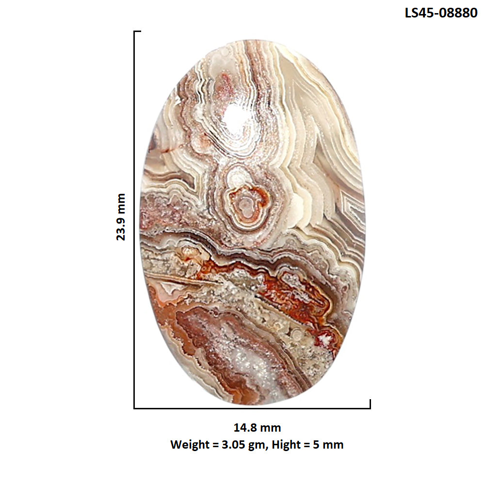 Laguna Lace Agate 14.8x23.9x5 mm Oval Shape Polished Gemstone LS45-08880