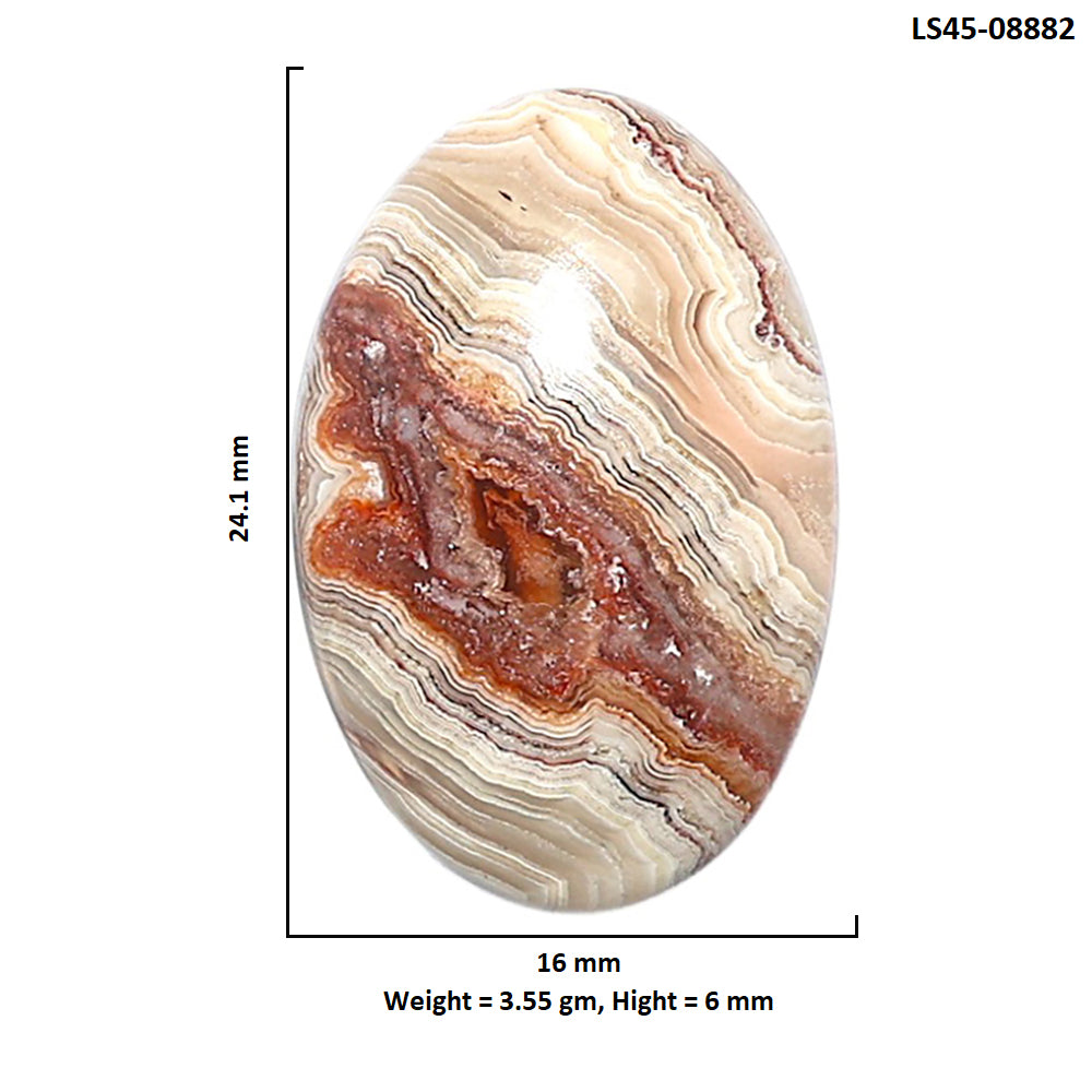 Laguna Lace Agate 16x24.1x6 mm Oval Shape Polished Gemstone LS45-08882