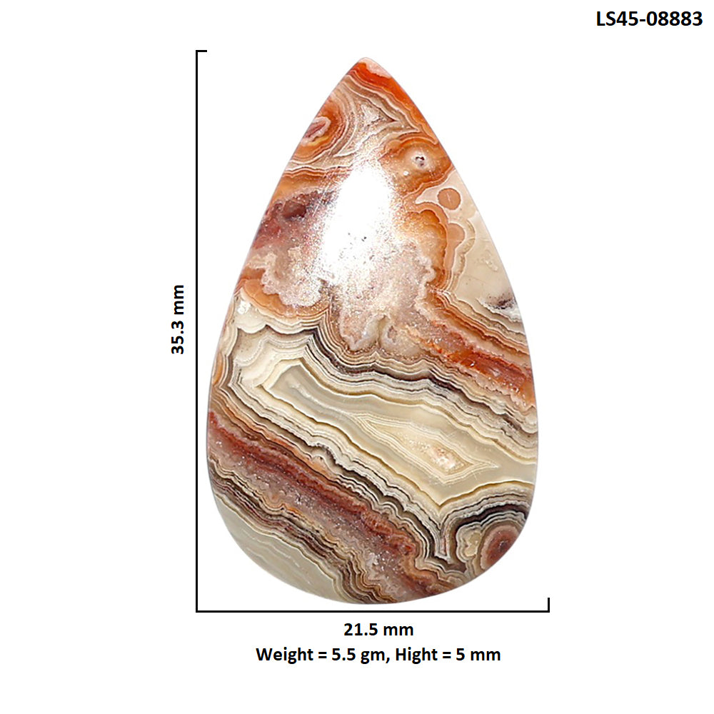 Laguna Lace Agate 21.5x35.3x5 mm Pear Shape Polished Gemstone LS45-08883