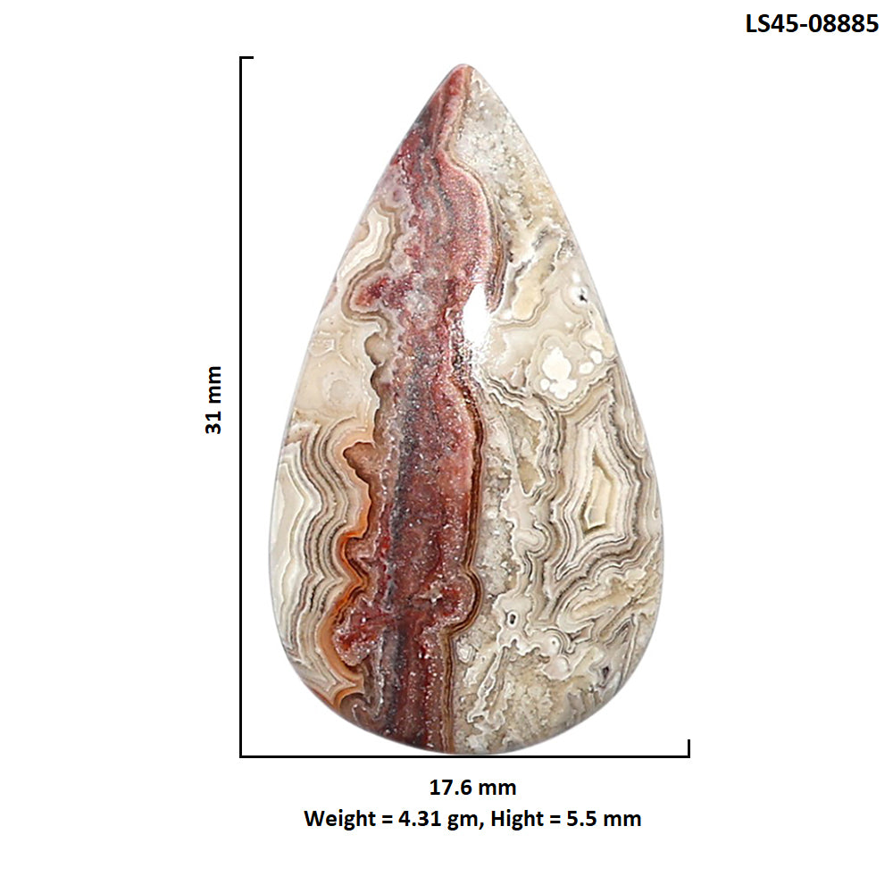 Laguna Lace Agate 17.6x31x5.5 mm Pear Shape Polished Gemstone LS45-08885