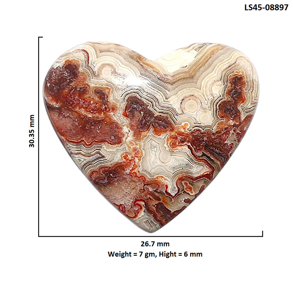 Laguna Lace Agate 26.7x30.35x6 mm Heart Shape Polished Gemstone LS45-08897