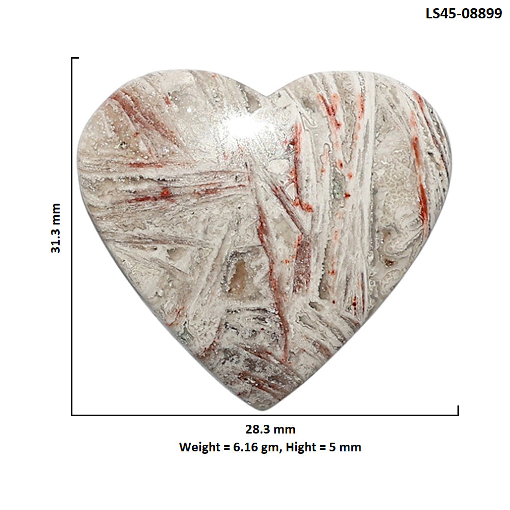 Laguna Lace Agate 28.3x31.3x5 mm Heart Shape Polished Gemstone LS45-08899