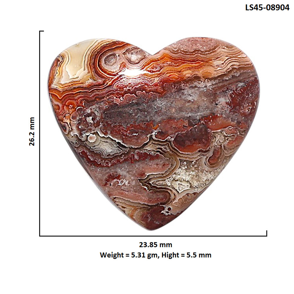 Laguna Lace Agate 23.85x26.2x5.5 mm Heart Shape Polished Gemstone LS45-08904