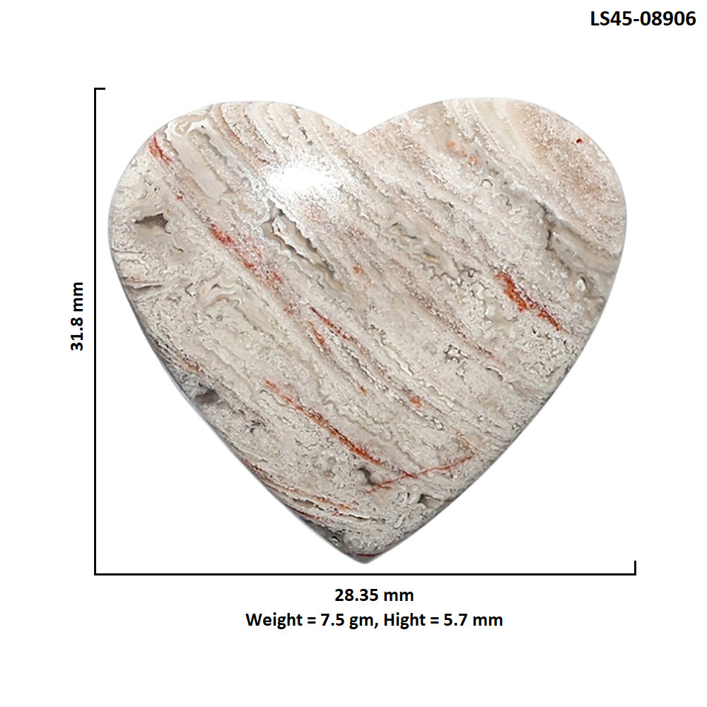Laguna Lace Agate 28.35x31.8x5.7 mm Heart Shape Polished Gemstone LS45-08906