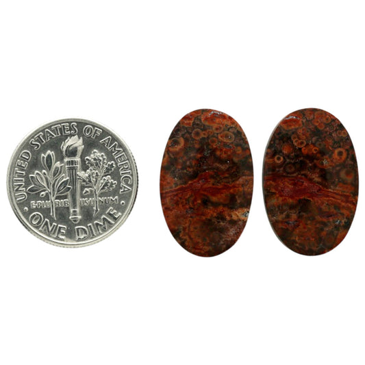 Poppy Jasper Pair 12.9x20.2x4 mm Oval Shape Polished Gemstone LS49-07109