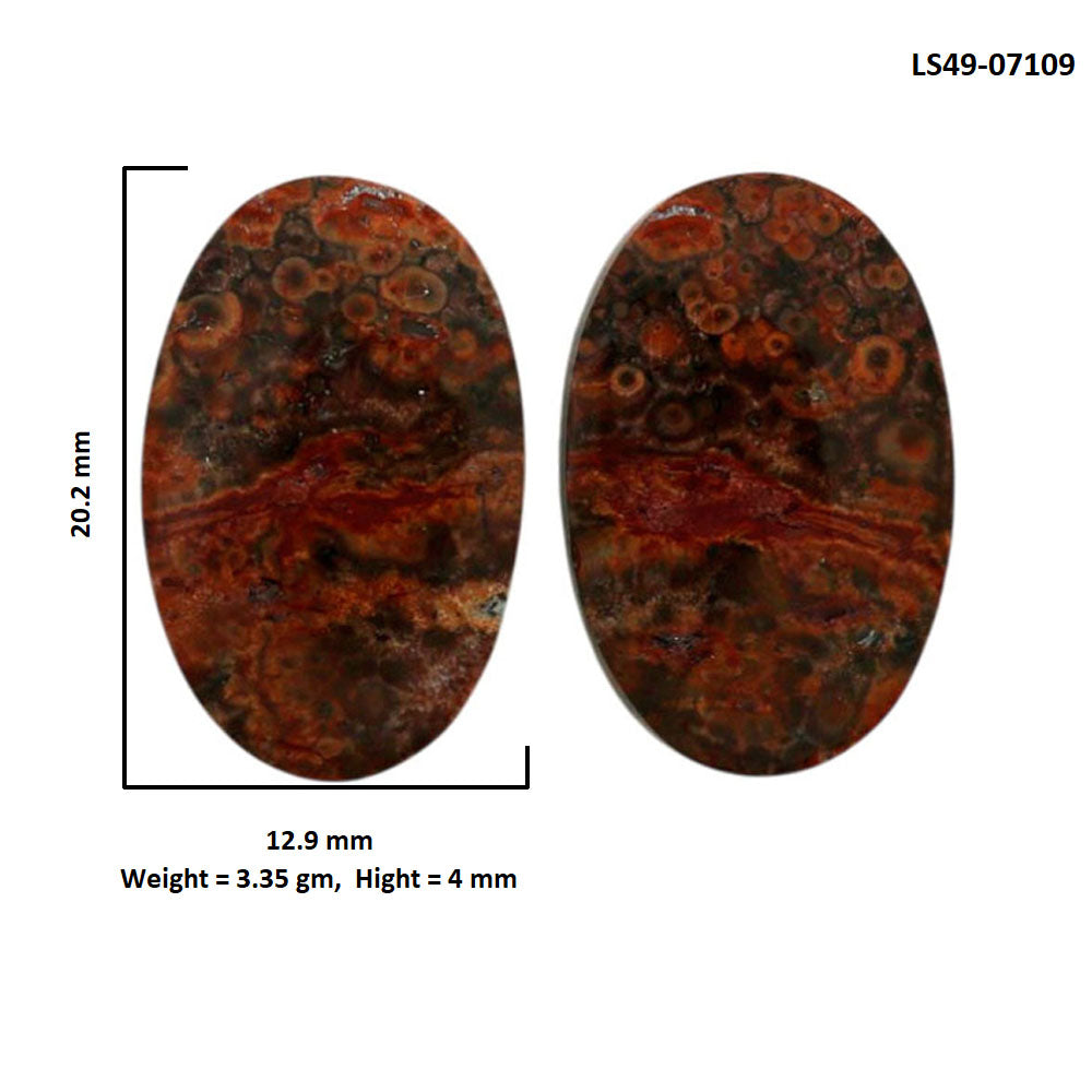 Poppy Jasper Pair 12.9x20.2x4 mm Oval Shape Polished Gemstone LS49-07109