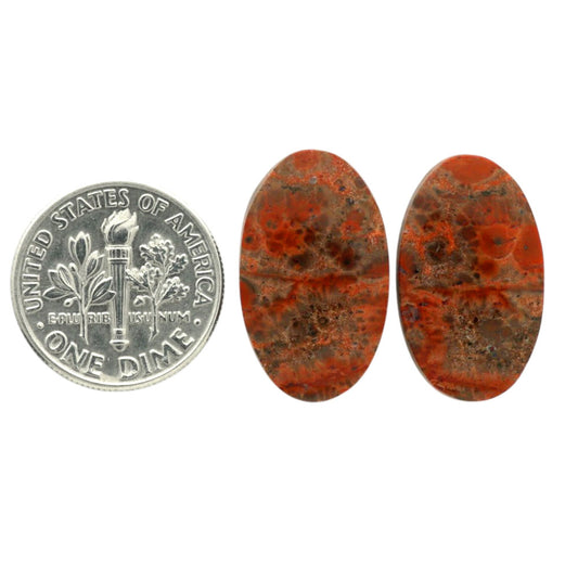 Poppy Jasper Pair 12.5x21.15x3.8 mm Oval Shape Polished Gemstone LS49-07116