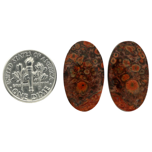 Poppy Jasper Pair 13.7x23.5x4 mm Oval Shape Polished Gemstone LS49-07118