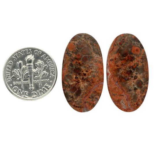 Poppy Jasper Pair 14x26.1x4 mm Oval Shape Polished Gemstone LS49-07119