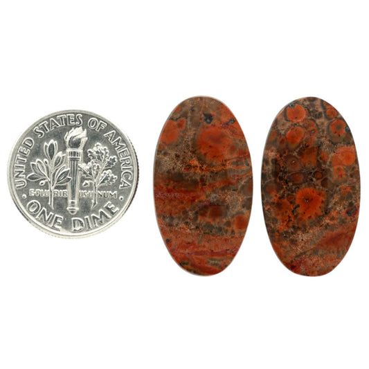 Poppy Jasper Pair 13.7x24.6x3.6 mm Oval Shape Polished Gemstone LS49-07124