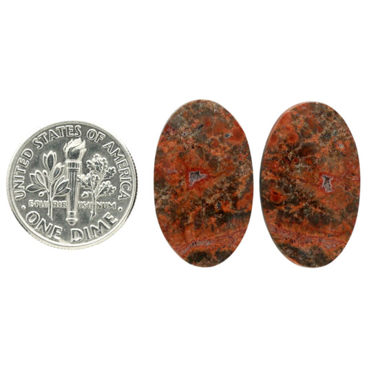 Poppy Jasper Pair 13.8x23x3.5 mm Oval Shape Polished Gemstone LS49-07125