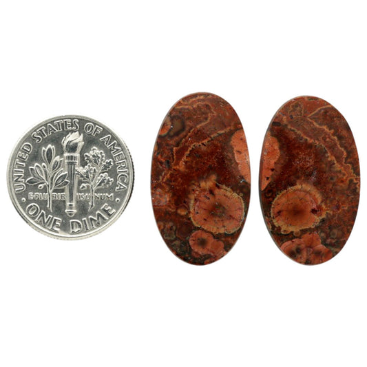 Poppy Jasper Pair 14.3x24.2x3.5 mm Oval Shape Polished Gemstone LS49-07126