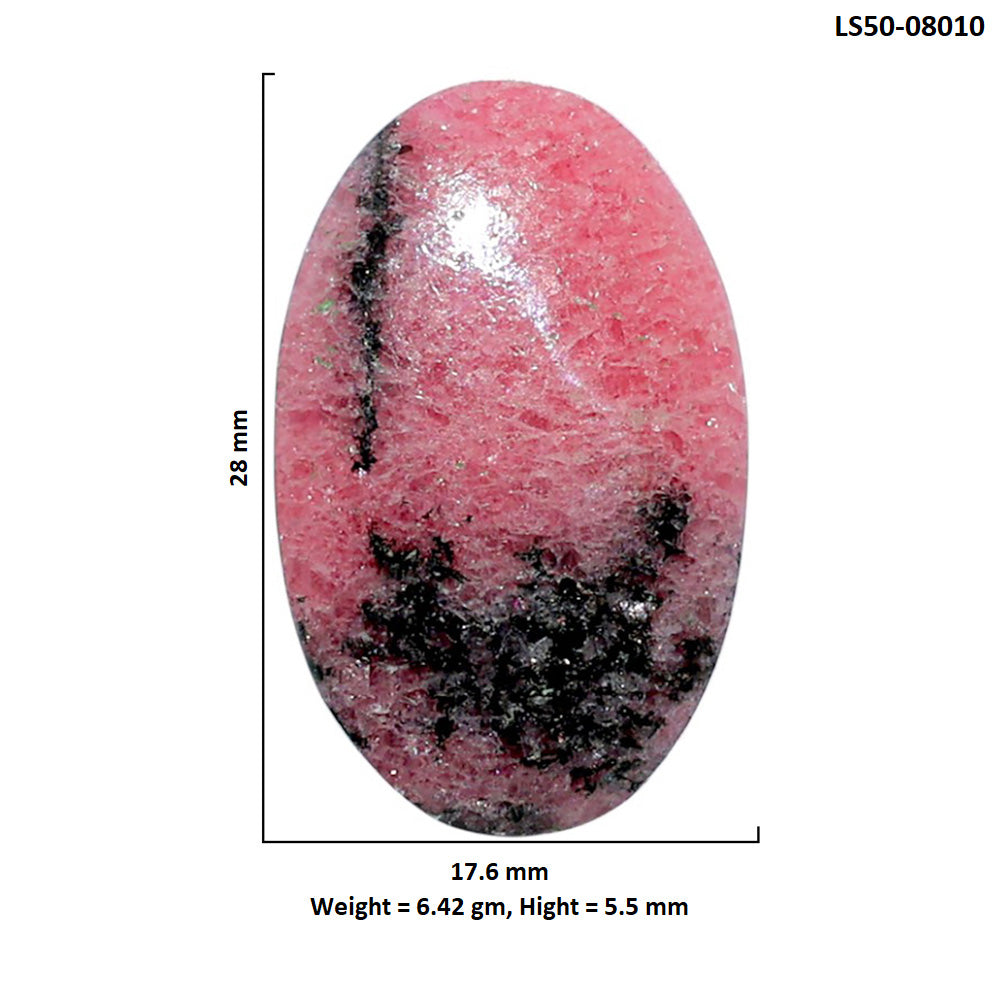 Rhodonite 17.6x28x5.5 mm Oval Shape Polished Gemstone LS50-08010