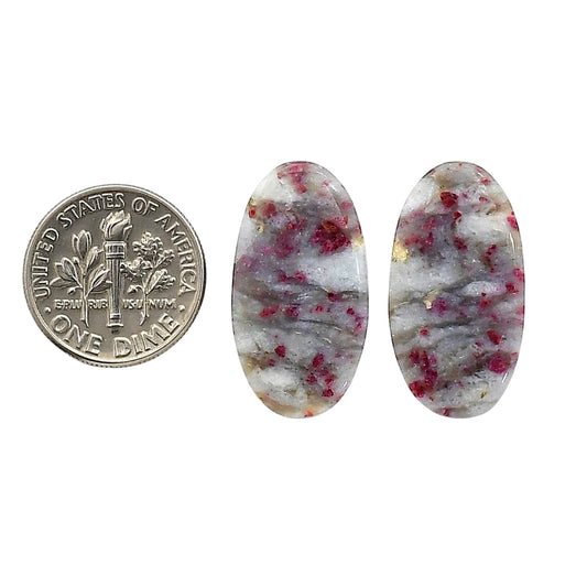 Cinnabar Pair 13.4x24.8x4.3 mm Oval Shape Polished Gemstone LS51-06749