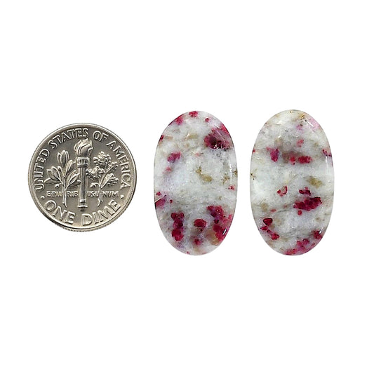 Cinnabar Pair 14x23.7x4.3 mm Oval Shape Polished Gemstone LS51-06751
