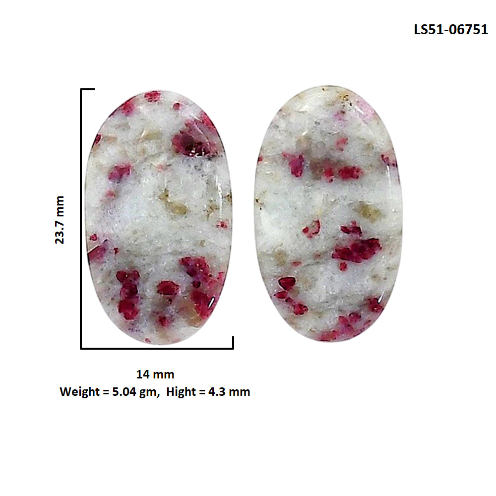 Cinnabar Pair 14x23.7x4.3 mm Oval Shape Polished Gemstone LS51-06751