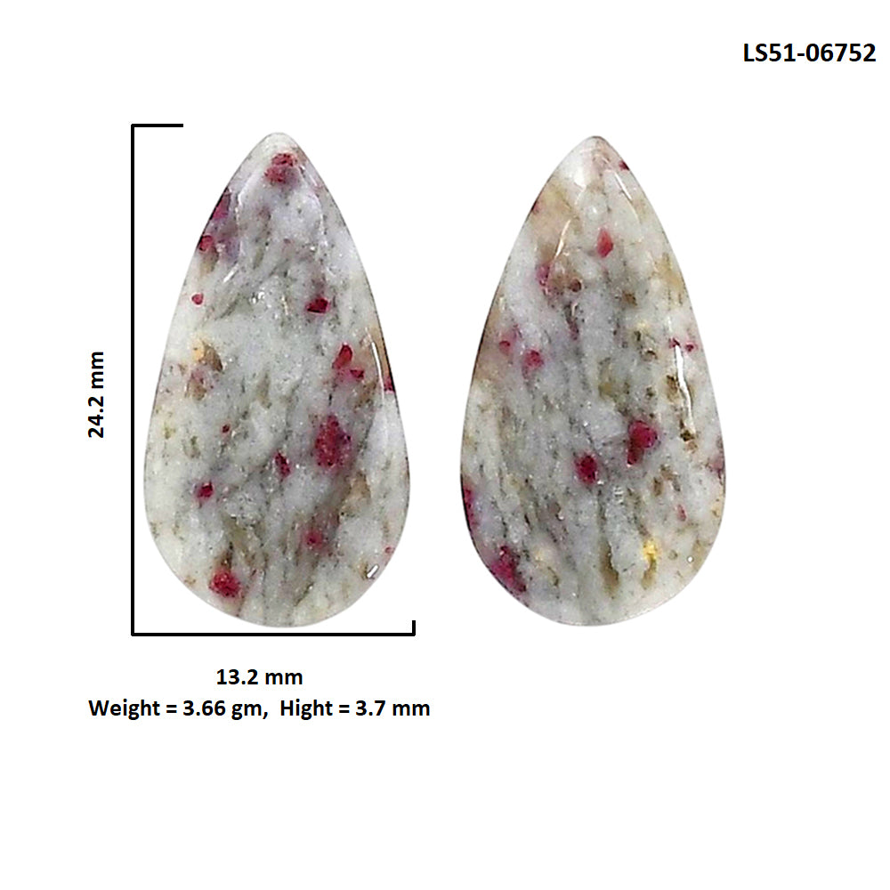 Cinnabar Pair 13.2x24.2x3.7 mm Pear Shape Polished Gemstone LS51-06752