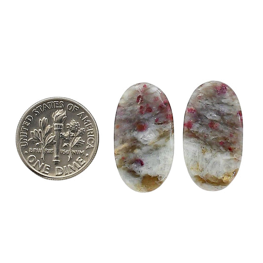 Cinnabar Pair 13x23.5x3.5 mm Oval Shape Polished Gemstone LS51-06755