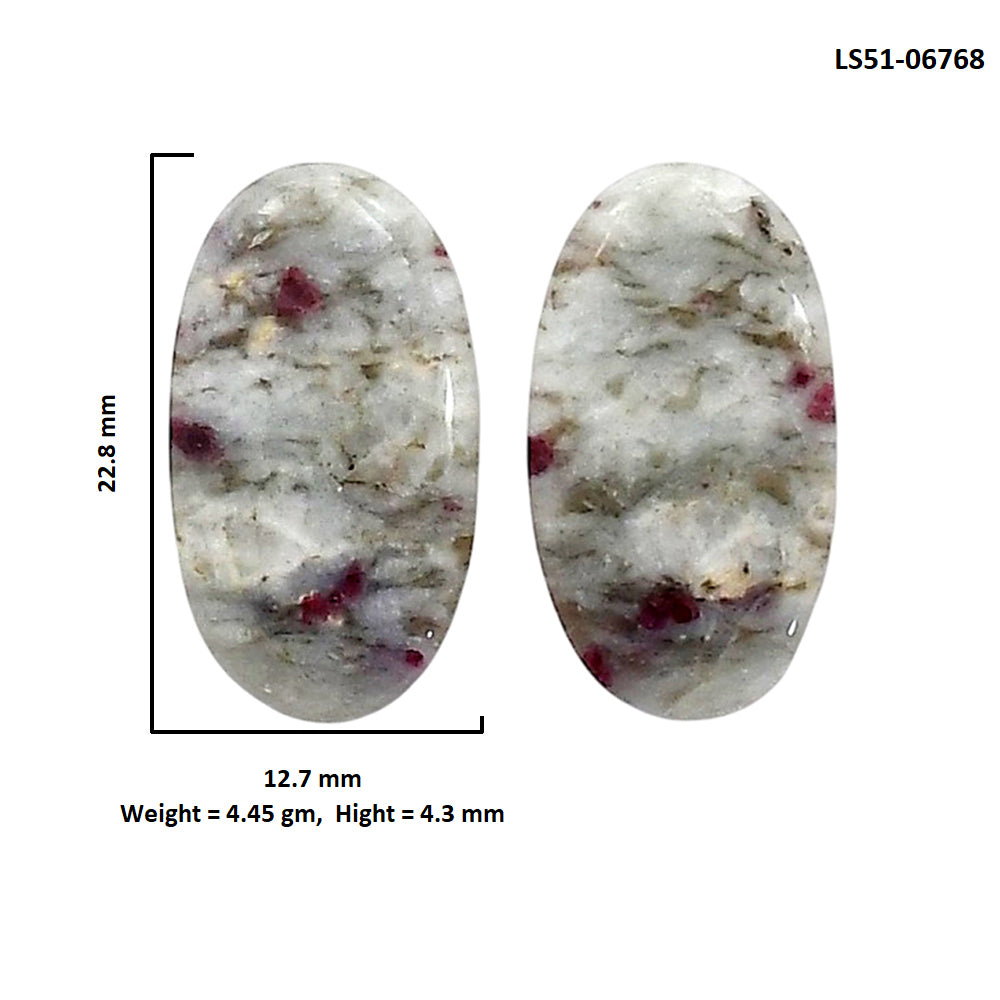 Cinnabar Pair 12.7x22.8x4.3 mm Oval Shape Polished Gemstone LS51-06768
