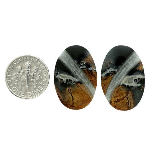 Maligano Jasper Pair 17.1x25.5x3.5 mm Oval Shape Polished Gemstone LS53-07066