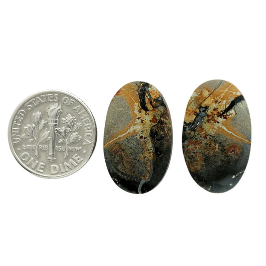 Maligano Jasper Pair 13.7x22.35x4.2 mm Oval Shape Polished Gemstone LS53-07068