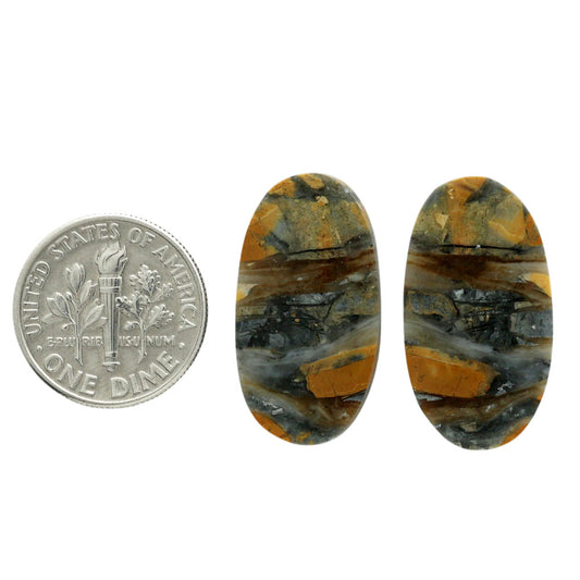 Maligano Jasper Pair 13.2x24.6x3.5 mm Oval Shape Polished Gemstone LS53-07069