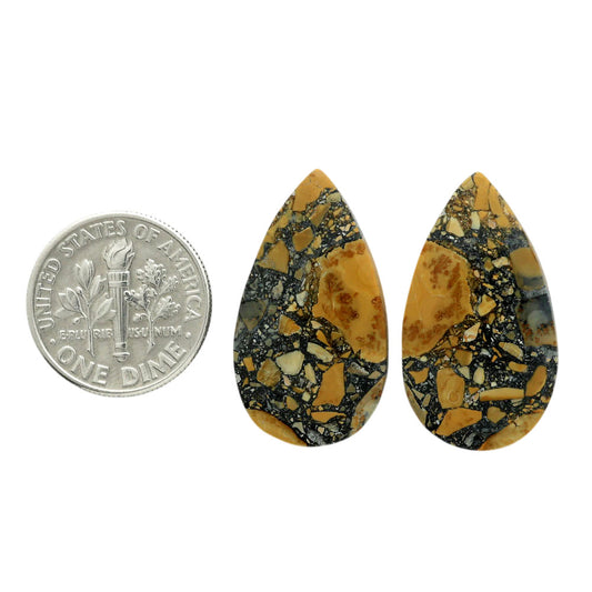 Maligano Jasper Pair 14.8x26.3x4 mm Pear Shape Polished Gemstone LS53-07071