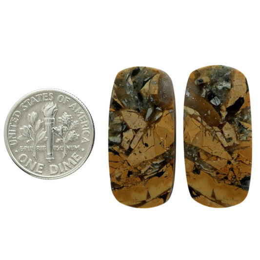 Maligano Jasper Pair 13.1x27.5x4.4 mm Cushion Shape Polished Gemstone LS53-07077
