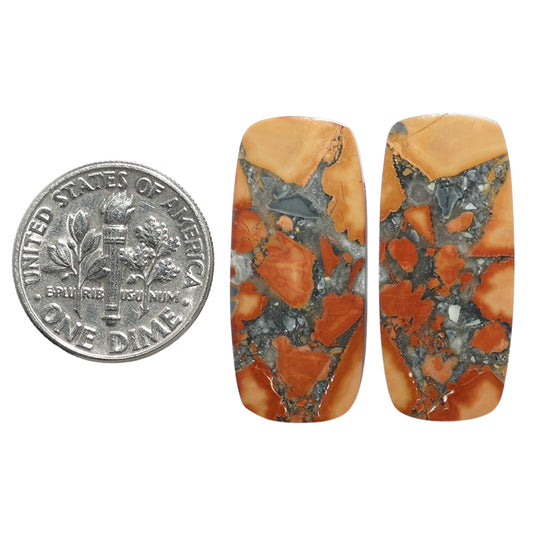 Maligano Jasper Pair 12x27x3 mm Cushion Shape Polished Gemstone LS53-07536