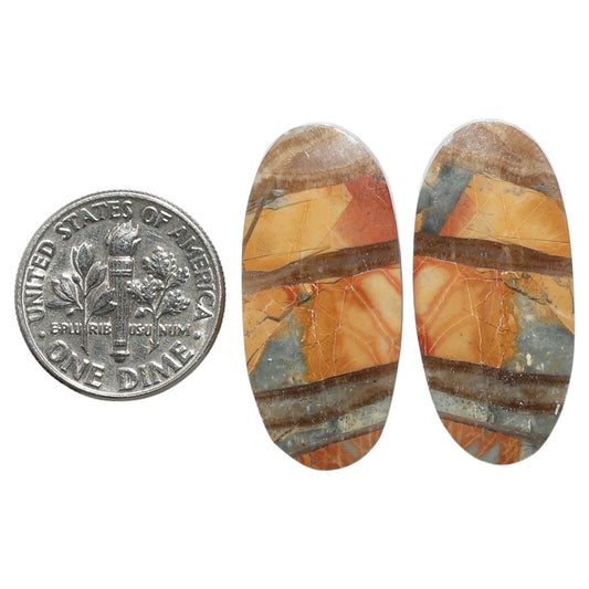 Maligano Jasper Pair 13.5x28.9x4 mm Oval Shape Polished Gemstone LS53-07554