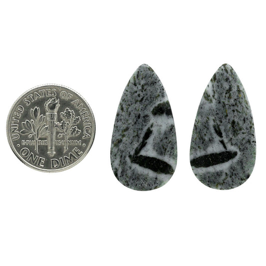 Hornblende Pair 13.2x25.15x3 mm Pear Shape Polished Gemstone LS54-07044