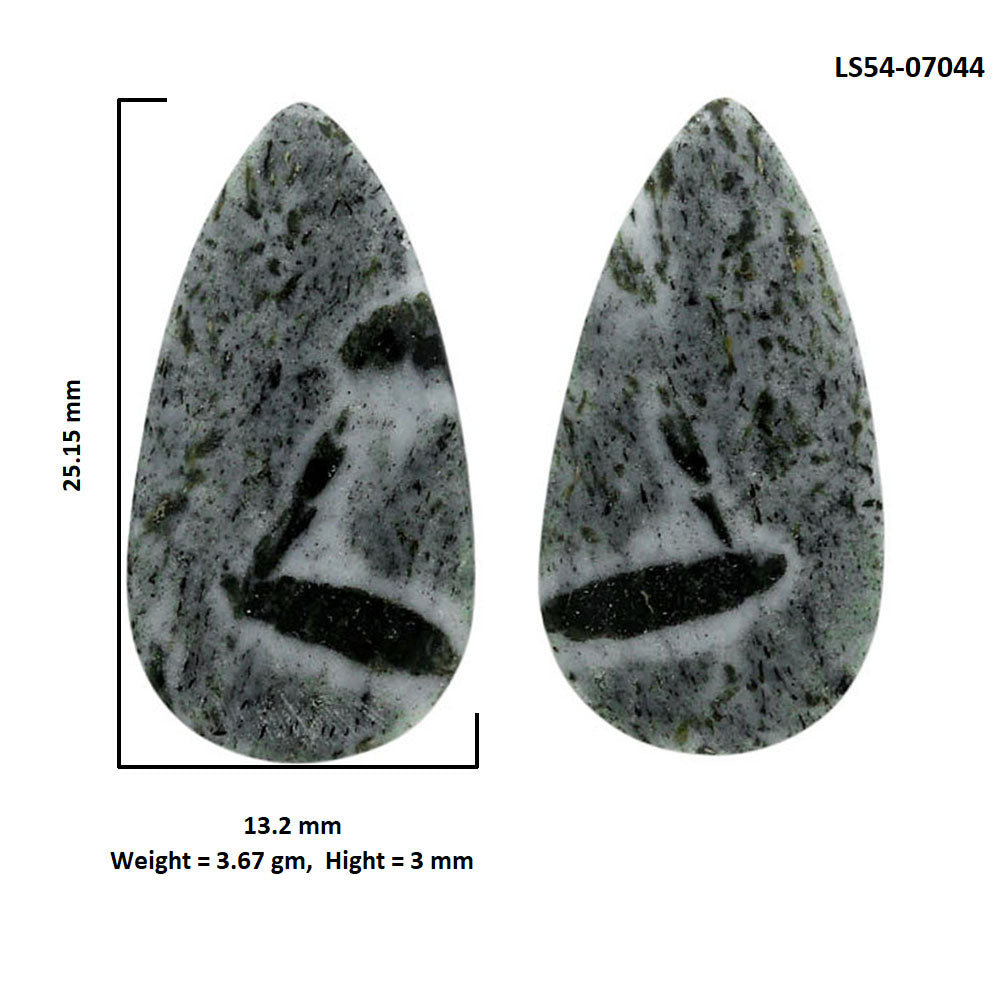 Hornblende Pair 13.2x25.15x3 mm Pear Shape Polished Gemstone LS54-07044