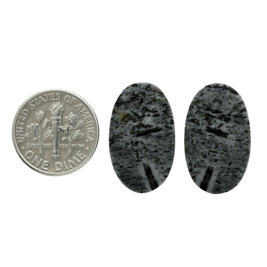 Hornblende Pair 13.5x22.4x3 mm Oval Shape Polished Gemstone LS54-07045