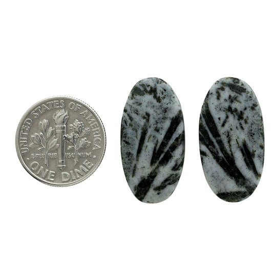 Hornblende Pair 22.6x24.5x3 mm Oval Shape Polished Gemstone LS54-07046