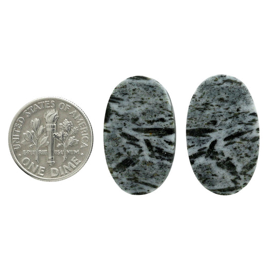 Hornblende Pair 15.6x24.9x3.5 mm Oval Shape Polished Gemstone LS54-07047
