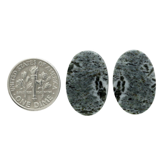 Hornblende Pair 14.4x21.6x3.2 mm Oval Shape Polished Gemstone LS54-07050