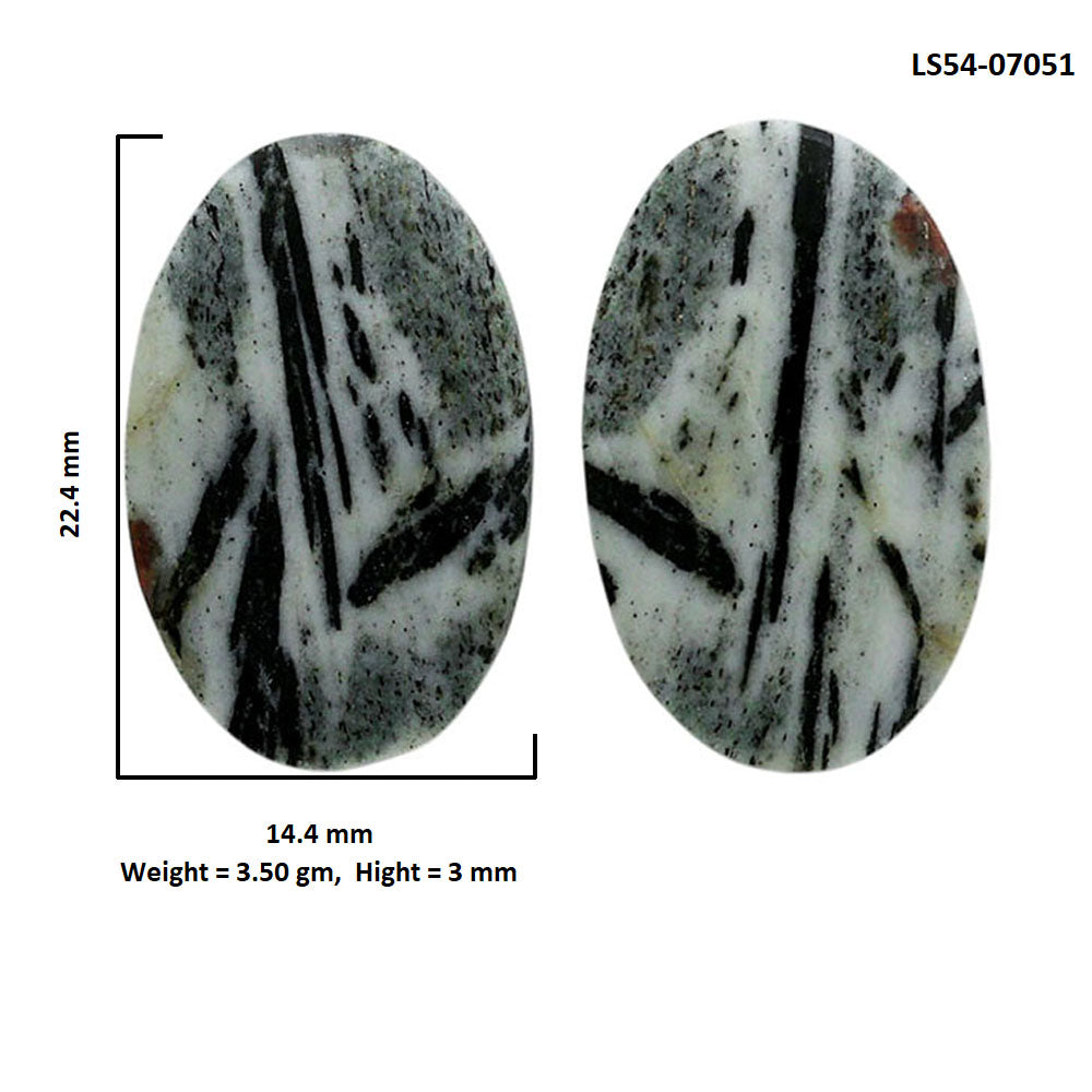 Hornblende Pair 14.4x22.4x3 mm Oval Shape Polished Gemstone LS54-07051