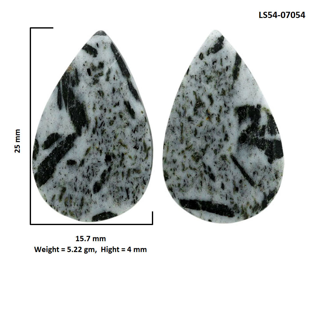 Hornblende Pair 15.7x25x4 mm Pear Shape Polished Gemstone LS54-07054