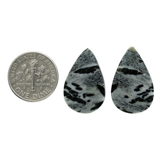 Hornblende Pair 14.7x23.1x3.5 mm Pear Shape Polished Gemstone LS54-07056
