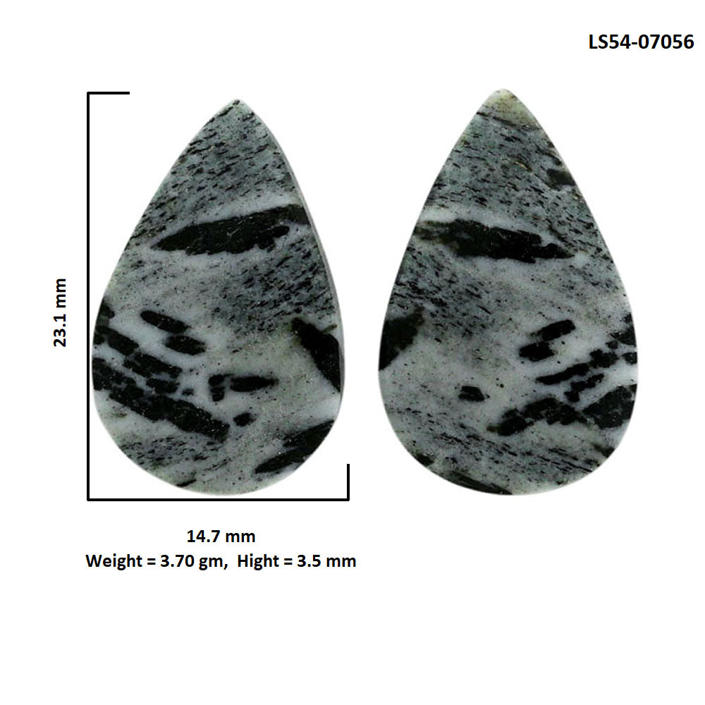 Hornblende Pair 14.7x23.1x3.5 mm Pear Shape Polished Gemstone LS54-07056