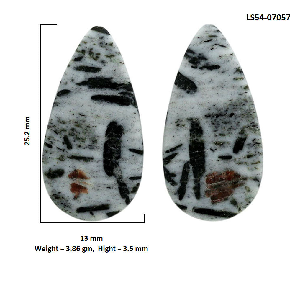 Hornblende Pair 13x25.2x3.5 mm Pear Shape Polished Gemstone LS54-07057