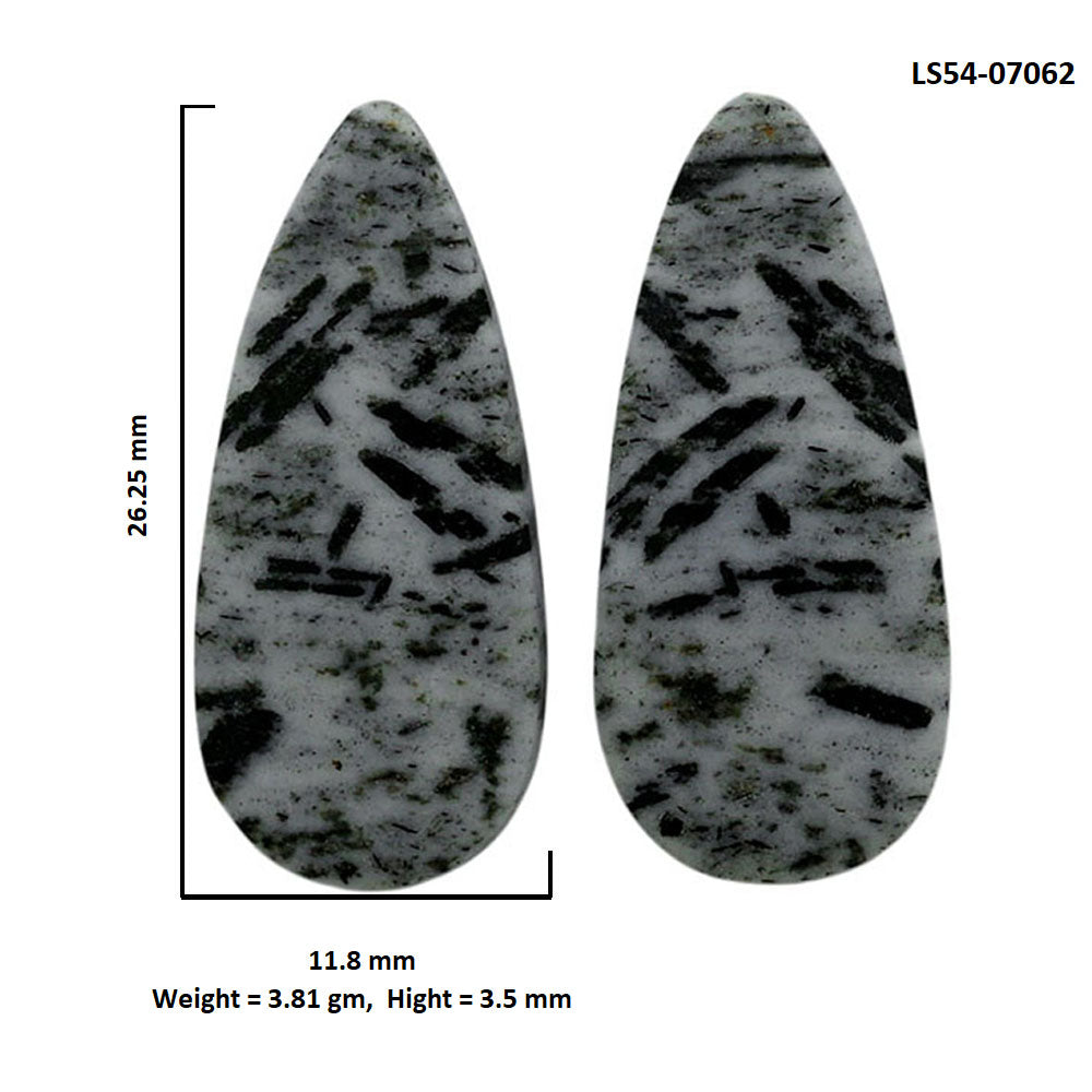 Hornblende Pair 11.8x26.25x3.5 mm Pear Shape Polished Gemstone LS54-07062