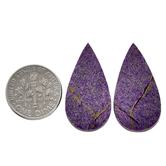 Purpurite Pair 14.75x28.2x3.5 mm Pear Shape Polished Gemstone LS60-04804