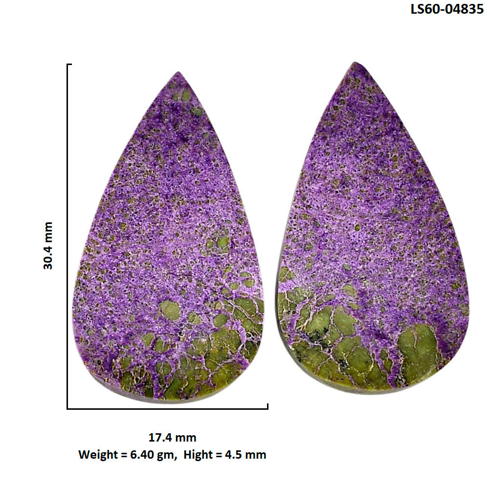 Purpurite Pair 17.4x30.4x4.5 mm Pear Shape Polished Gemstone LS60-04835