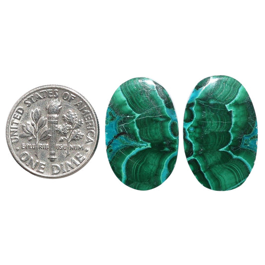 Azurite Malachite Pair 14x21.5x4 mm Oval Shape Polished Gemstone LS63-07695