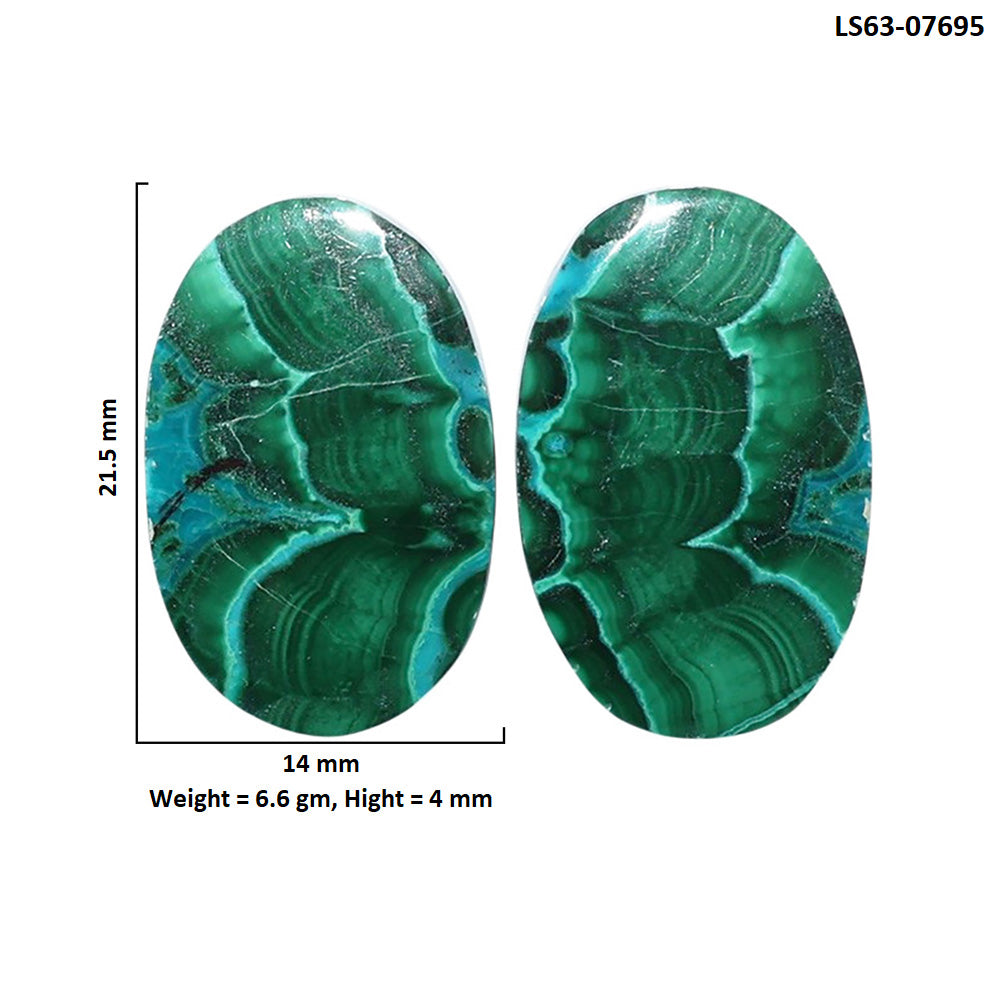 Azurite Malachite Pair 14x21.5x4 mm Oval Shape Polished Gemstone LS63-07695