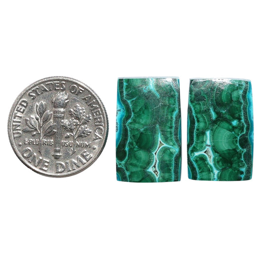Azurite Malachite Pair 11.7x18.1x4 mm Baguette Shape Polished Gemstone LS63-07698
