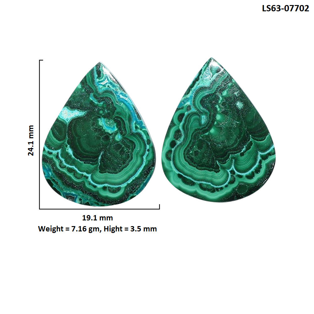 Azurite Malachite Pair 19.1x24.1x3.5 mm Pear Shape Polished Gemstone LS63-07702