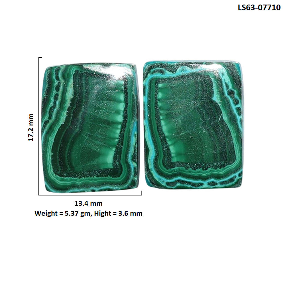Azurite Malachite Pair 13.4x17.2x3.6 mm Baguette Shape Polished Gemstone LS63-07710